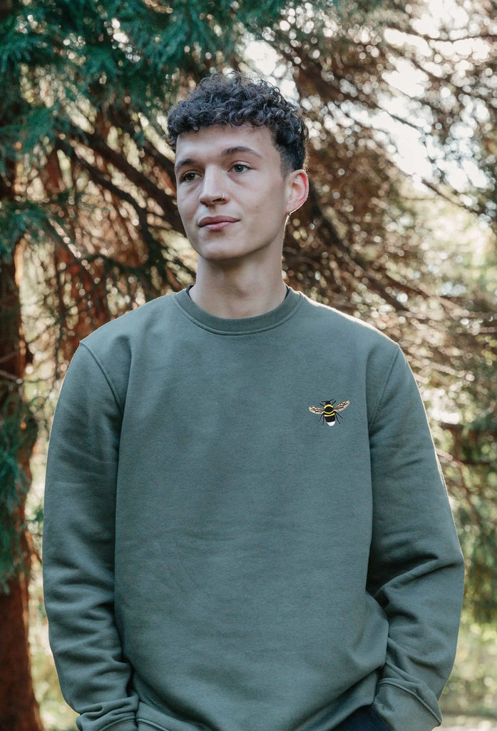 Garden Bumblebee Unisex Embroidered Organic Sustainable Sweatshirt Jumper Big Wild Thought