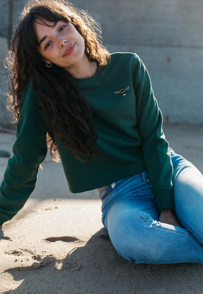 garden bumblebee womens cropped sweatshirt Big Wild Thought