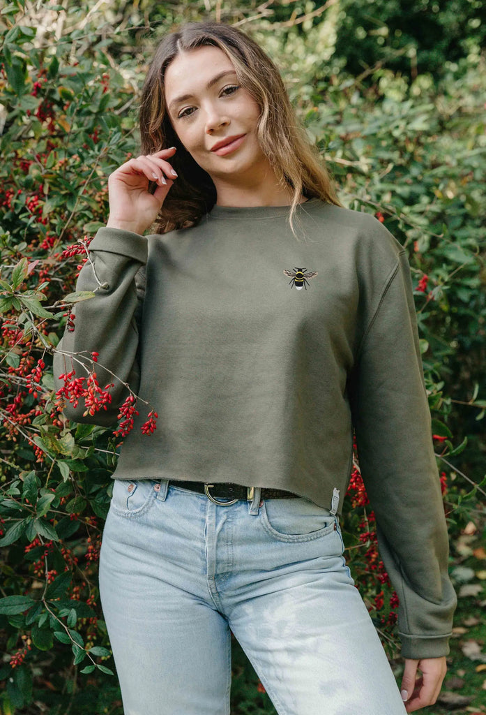 garden bumblebee womens cropped sweatshirt Big Wild Thought