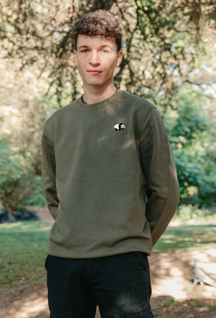 Giant Panda Unisex Embroidered Organic Sustainable Sweatshirt Jumper Big Wild Thought