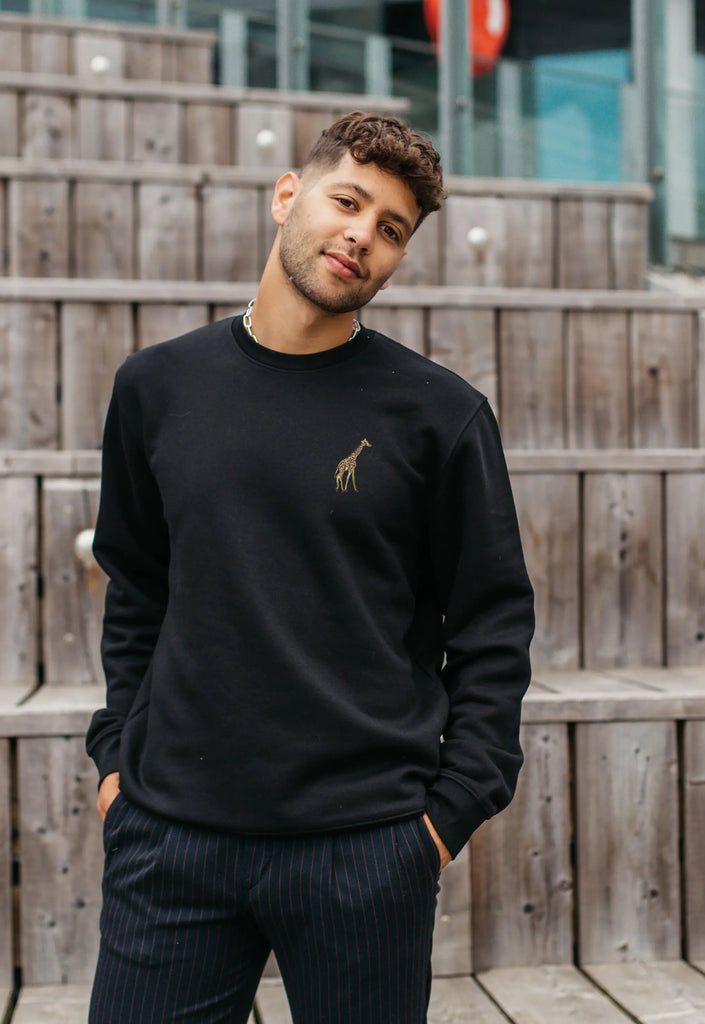 Giraffe Unisex Embroidered Organic Sustainable Sweatshirt Jumper Big Wild Thought