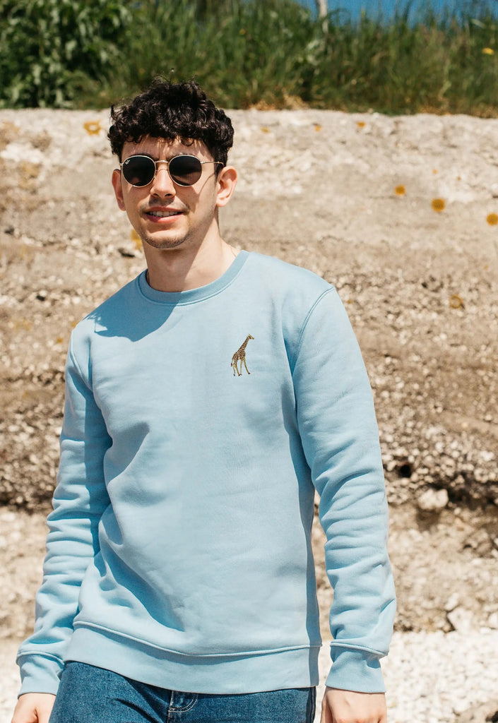 Giraffe Unisex Embroidered Organic Sustainable Sweatshirt Jumper Big Wild Thought