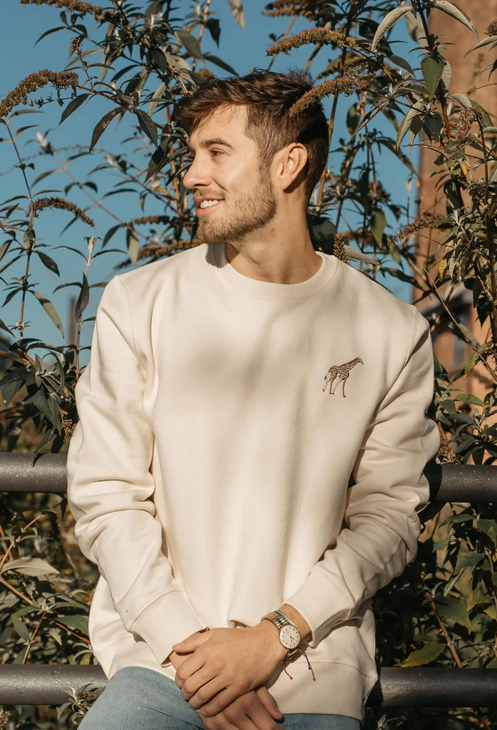 Giraffe Unisex Embroidered Organic Sustainable Sweatshirt Jumper Big Wild Thought