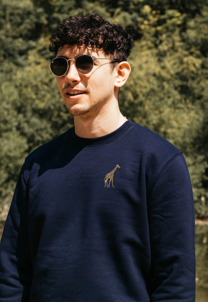 Giraffe Unisex Embroidered Organic Sustainable Sweatshirt Jumper Big Wild Thought