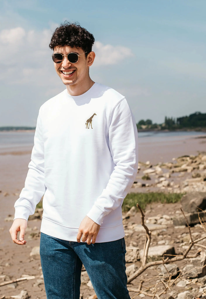 Giraffe Unisex Embroidered Organic Sustainable Sweatshirt Jumper Big Wild Thought
