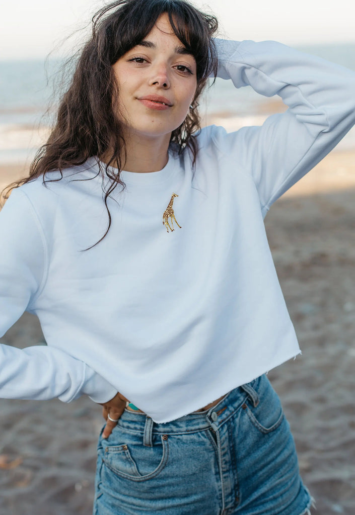 giraffe womens cropped sweatshirt Big Wild Thought