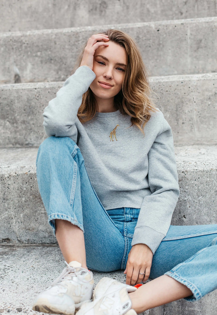 giraffe womens cropped sweatshirt Big Wild Thought