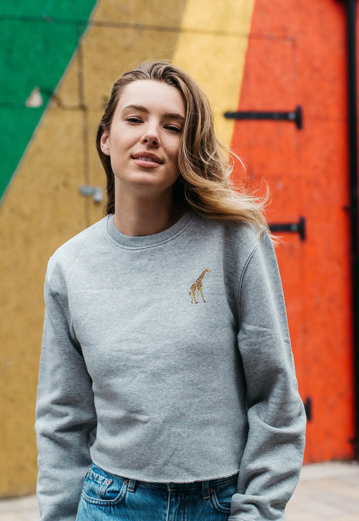 giraffe womens cropped sweatshirt Big Wild Thought