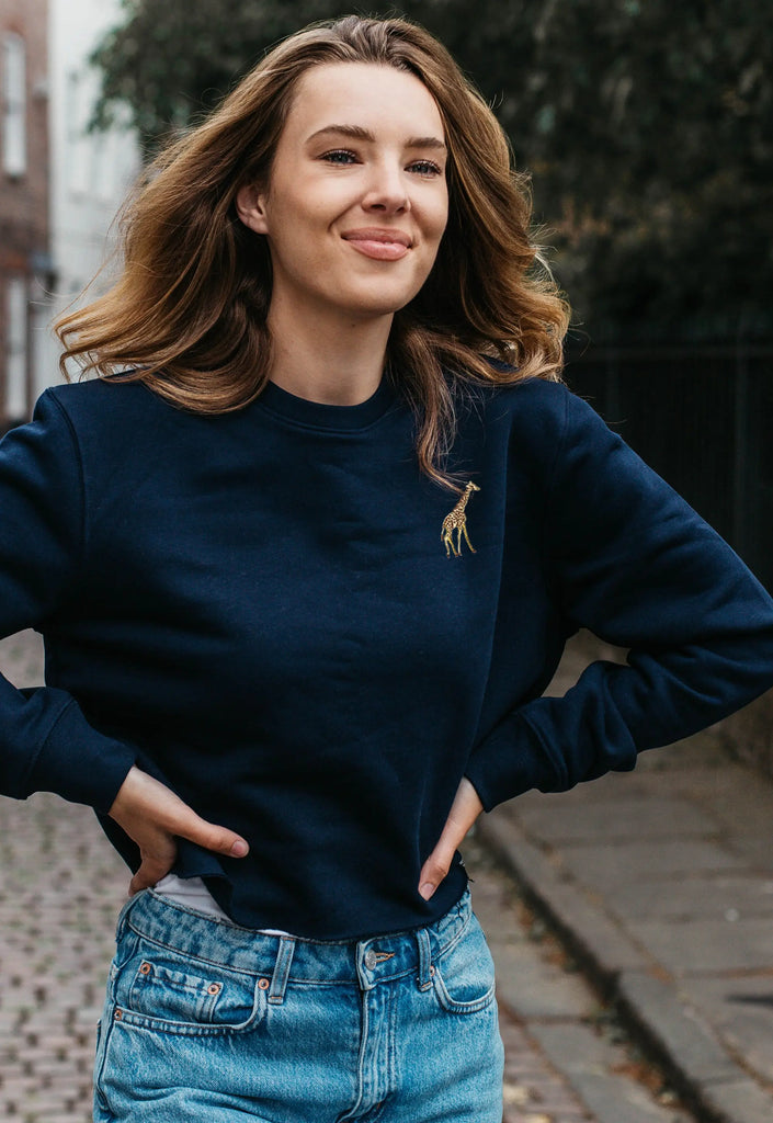 giraffe womens cropped sweatshirt Big Wild Thought