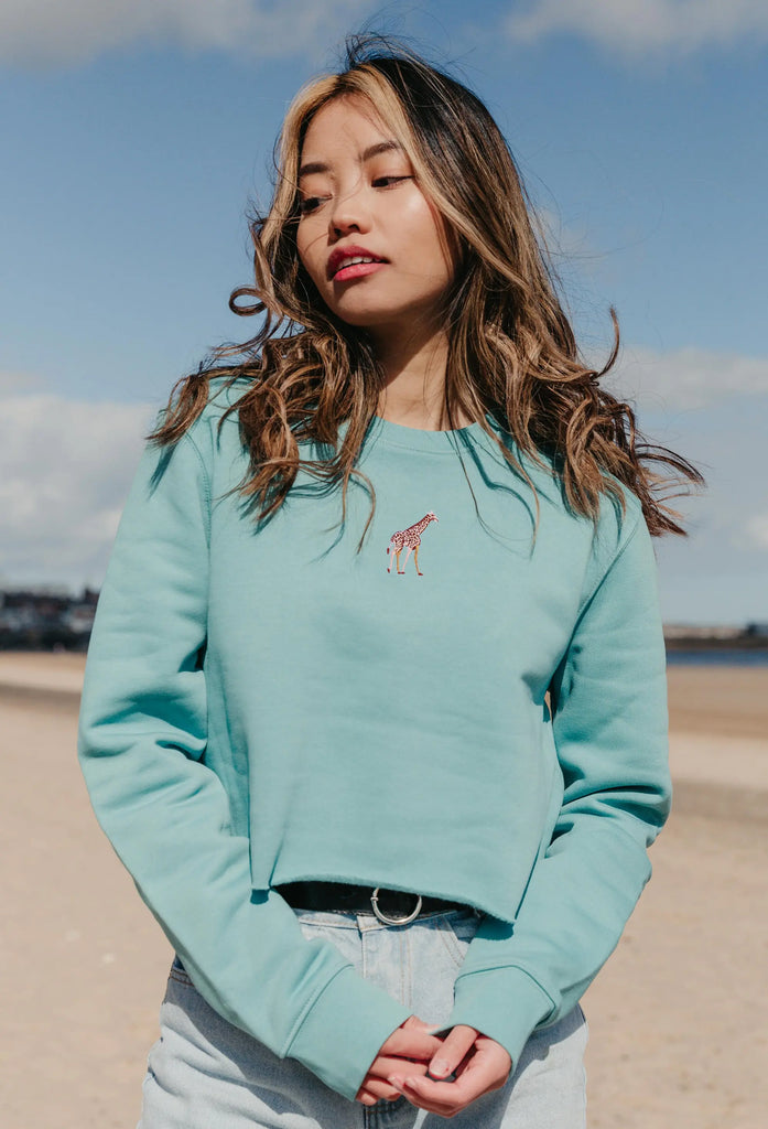 giraffe womens cropped sweatshirt Big Wild Thought