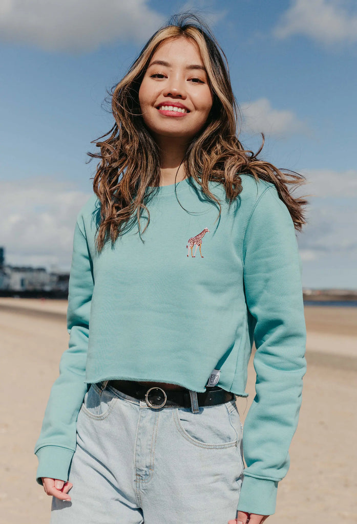 giraffe womens cropped sweatshirt Big Wild Thought