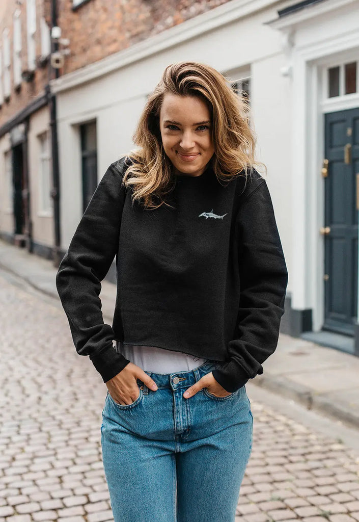 hammerhead shark womens cropped sweatshirt Big Wild Thought