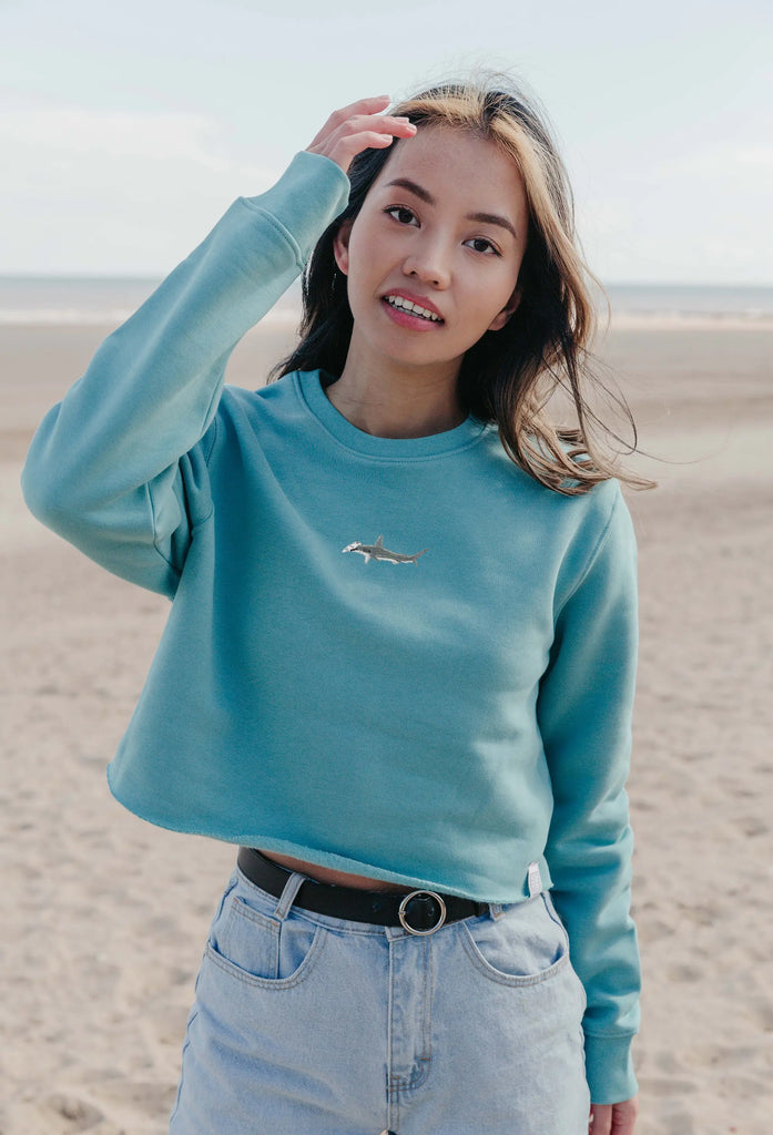 hammerhead shark womens cropped sweatshirt Big Wild Thought