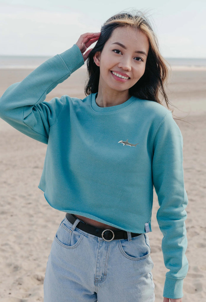hammerhead shark womens cropped sweatshirt Big Wild Thought