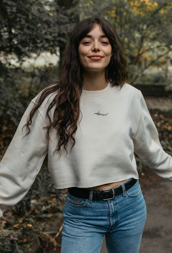 hammerhead shark womens cropped sweatshirt Big Wild Thought