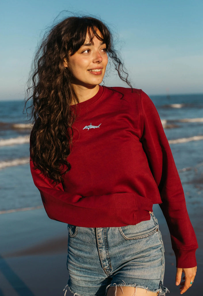 hammerhead shark womens cropped sweatshirt Big Wild Thought