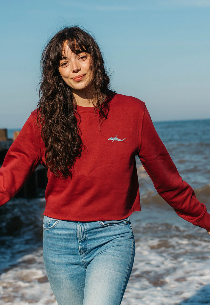 hammerhead shark womens cropped sweatshirt Big Wild Thought