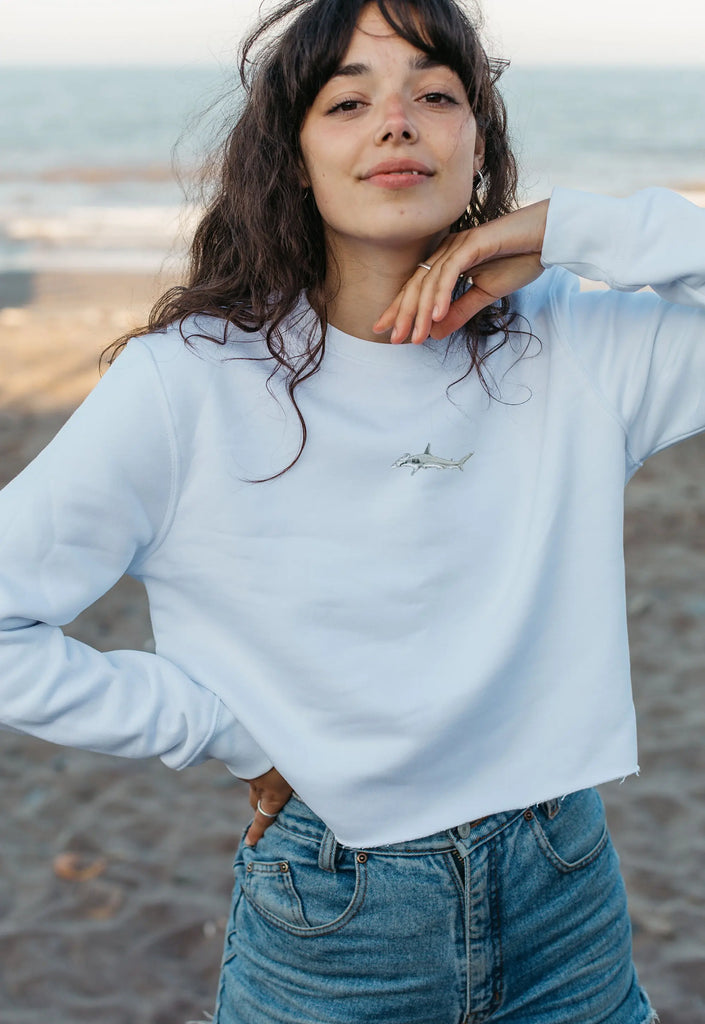 hammerhead shark womens cropped sweatshirt Big Wild Thought
