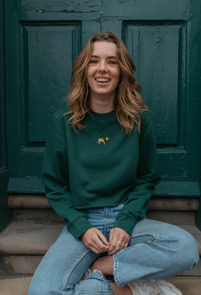 lion womens cropped sweatshirt Big Wild Thought