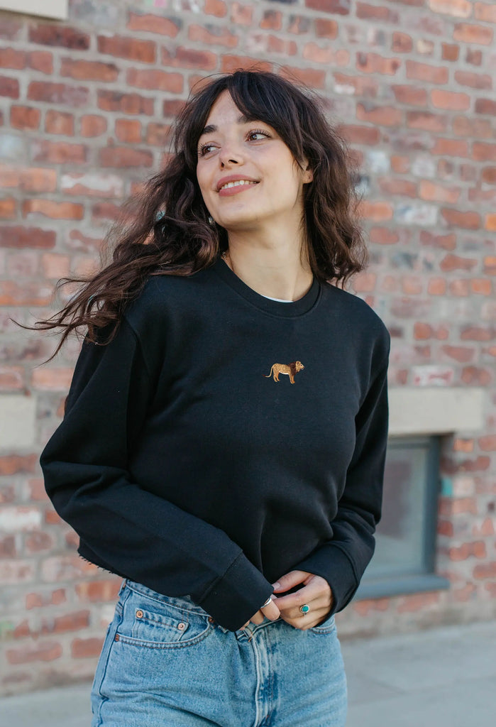lion womens cropped sweatshirt Big Wild Thought