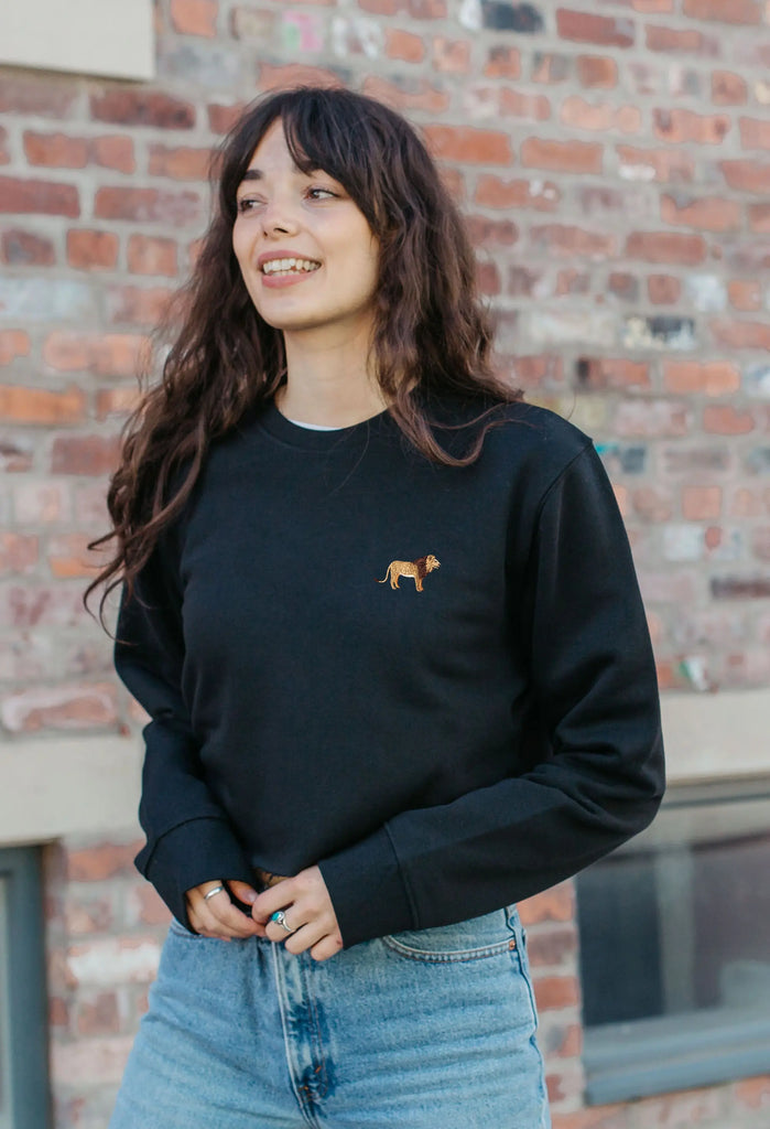 lion womens cropped sweatshirt Big Wild Thought