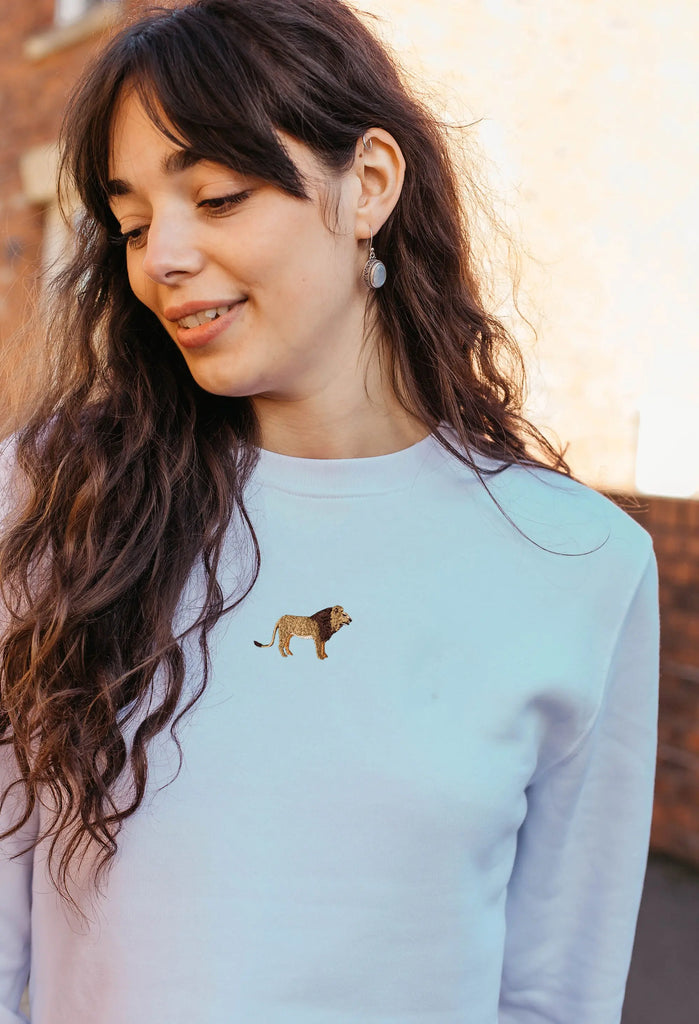 lion womens cropped sweatshirt Big Wild Thought