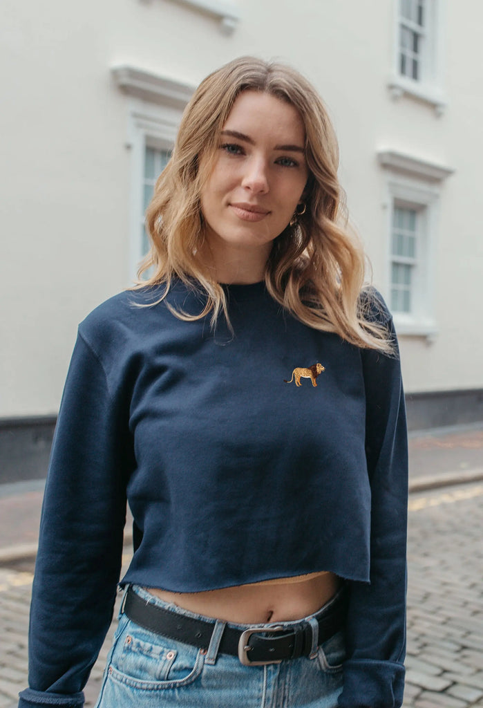 lion womens cropped sweatshirt Big Wild Thought