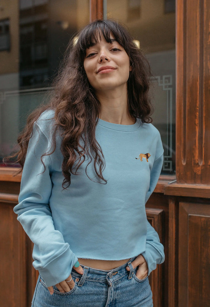 lion womens cropped sweatshirt Big Wild Thought