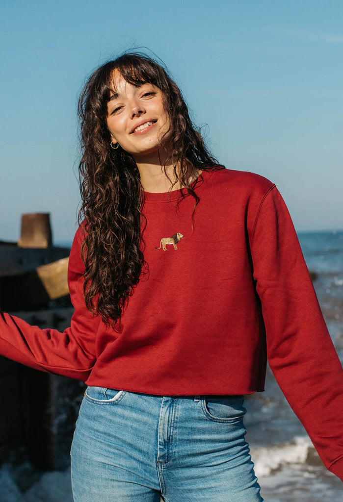 lion womens cropped sweatshirt Big Wild Thought