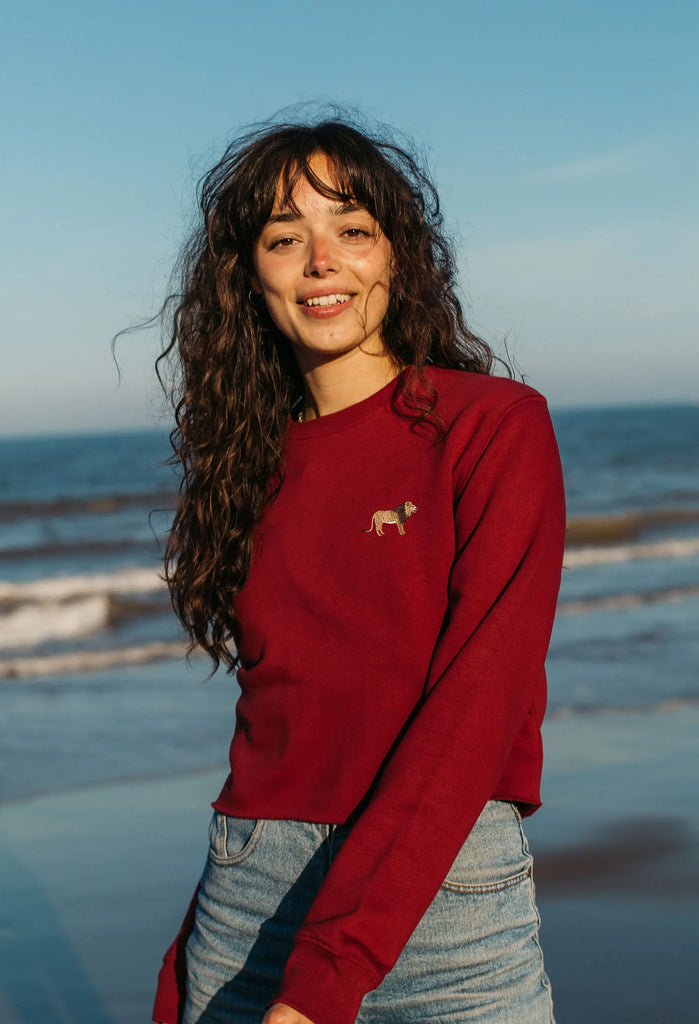 lion womens cropped sweatshirt Big Wild Thought