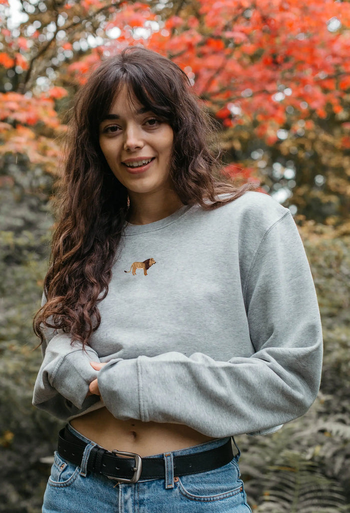 lion womens cropped sweatshirt Big Wild Thought