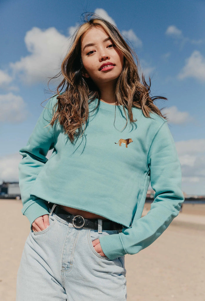 lion womens cropped sweatshirt Big Wild Thought