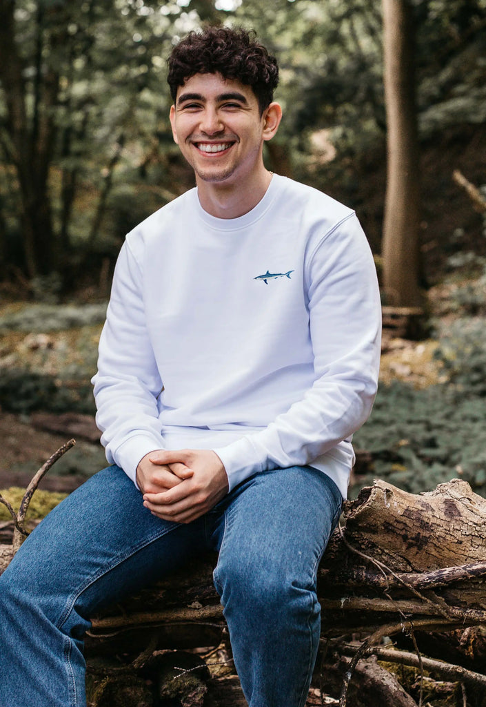 Mako Shark Unisex Embroidered Organic Sustainable Sweatshirt Jumper Big Wild Thought