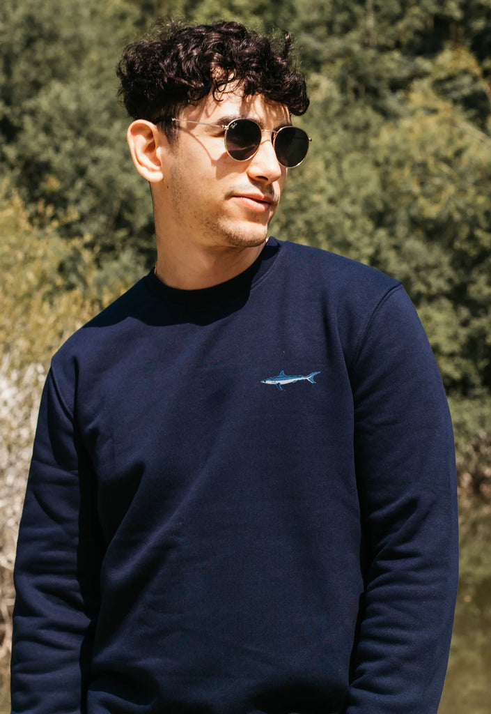 Mako Shark Unisex Embroidered Organic Sustainable Sweatshirt Jumper Big Wild Thought