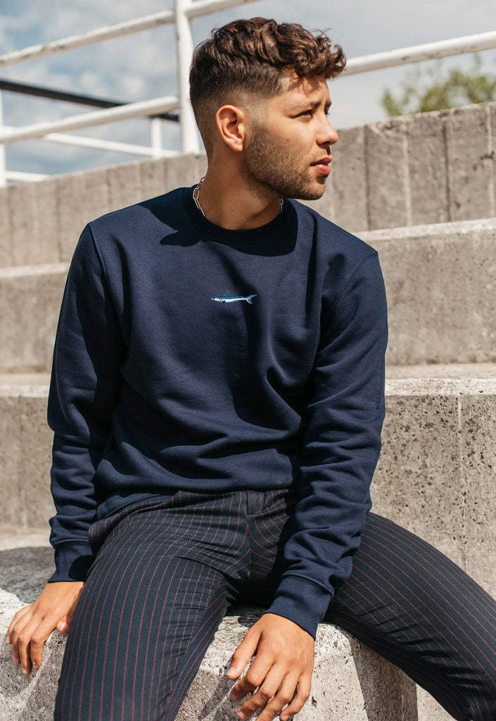 Mako Shark Unisex Embroidered Organic Sustainable Sweatshirt Jumper Big Wild Thought