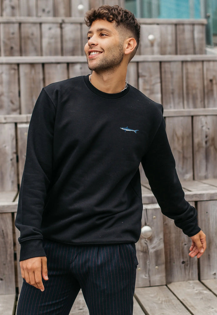 Mako Shark Unisex Embroidered Organic Sustainable Sweatshirt Jumper Big Wild Thought