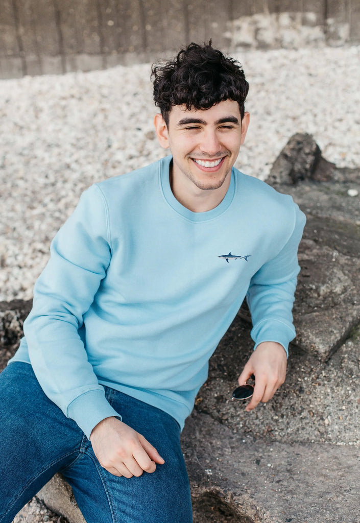 Mako Shark Unisex Embroidered Organic Sustainable Sweatshirt Jumper Big Wild Thought