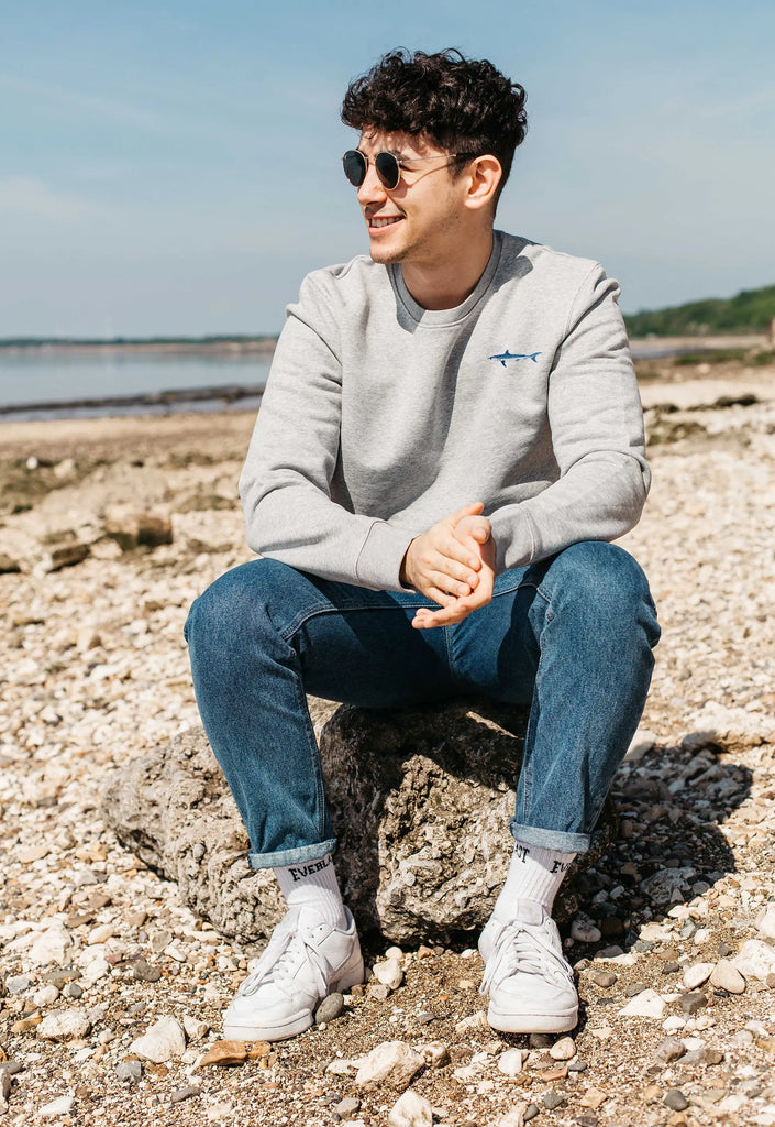 Mako Shark Unisex Embroidered Organic Sustainable Sweatshirt Jumper Big Wild Thought