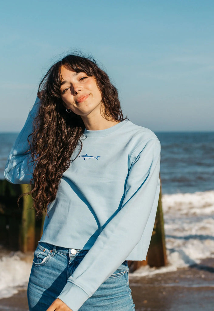 mako shark womens cropped sweatshirt Big Wild Thought