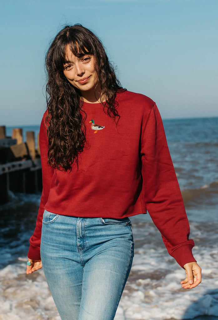 mallard duck womens cropped sweatshirt Big Wild Thought