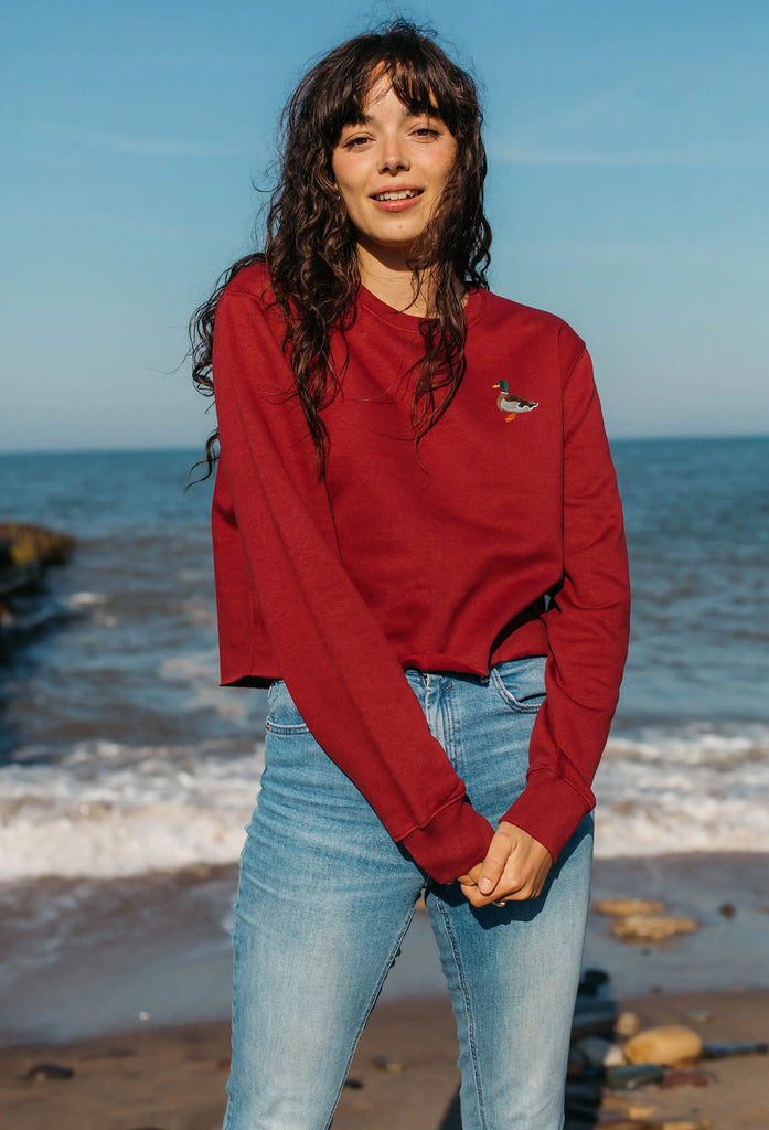 mallard duck womens cropped sweatshirt Big Wild Thought
