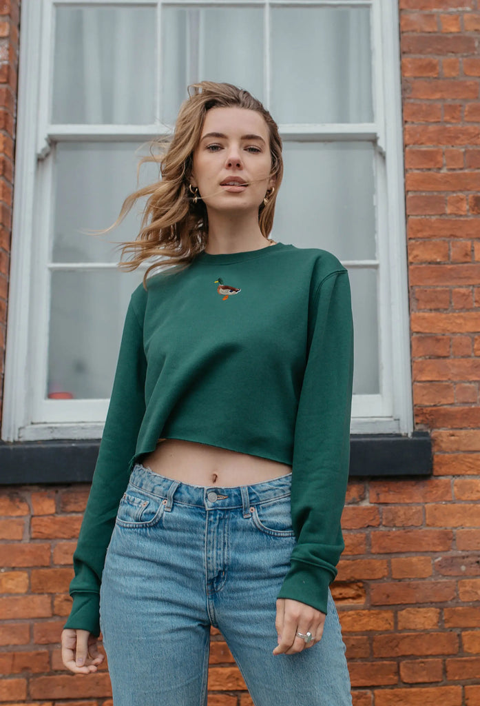 mallard duck womens cropped sweatshirt Big Wild Thought