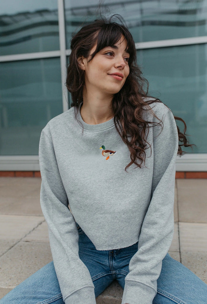 mallard duck womens cropped sweatshirt Big Wild Thought