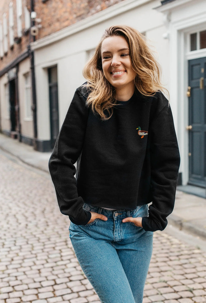 mallard duck womens cropped sweatshirt Big Wild Thought