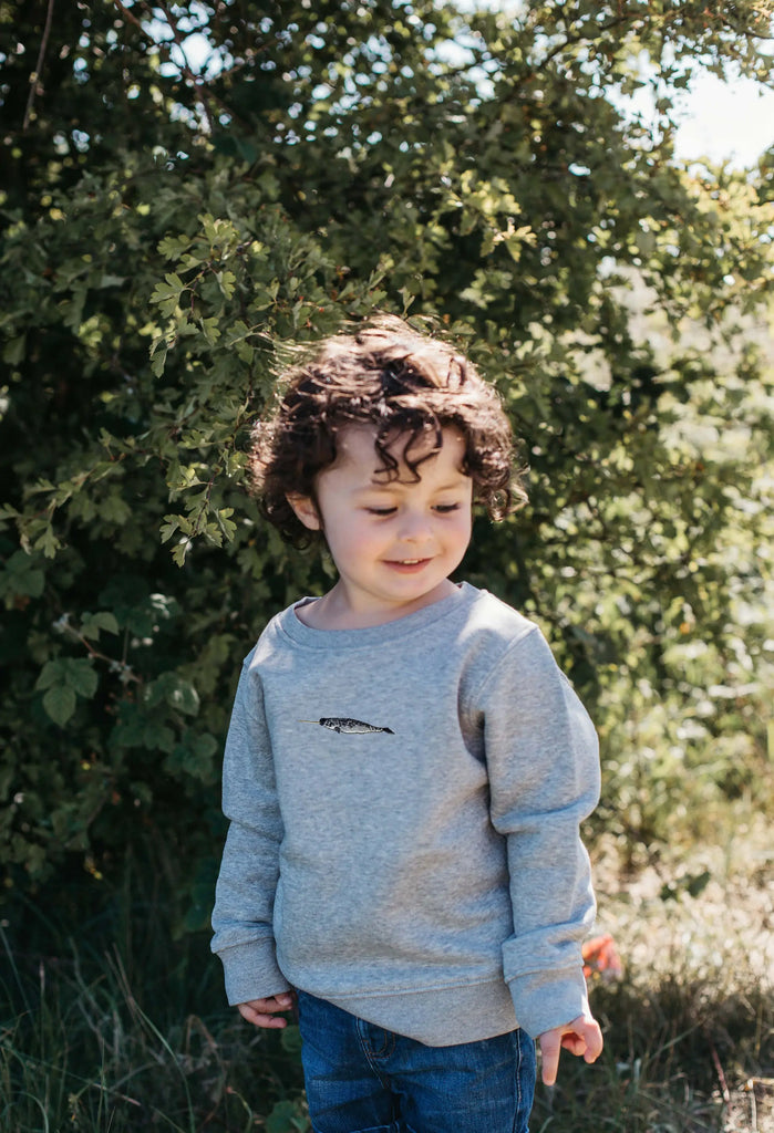 narwhal childrens sweatshirt Big Wild Thought