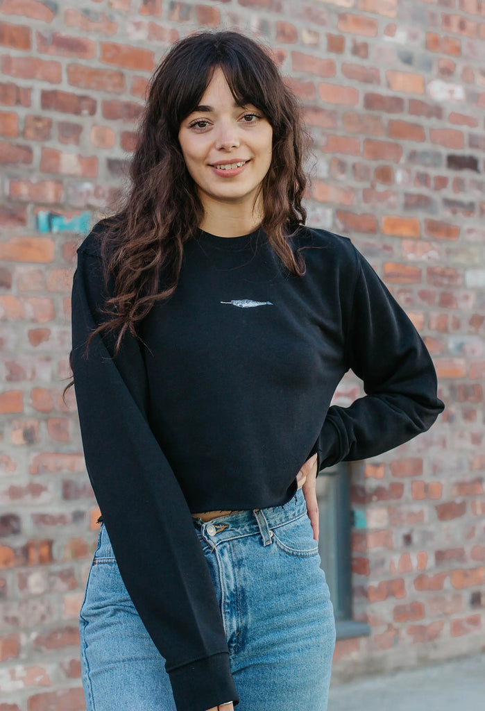 narwhal womens cropped sweatshirt Big Wild Thought