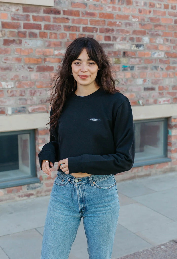 narwhal womens cropped sweatshirt Big Wild Thought