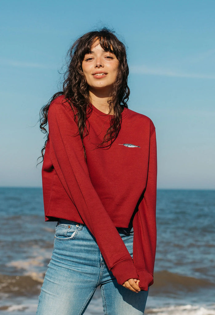narwhal womens cropped sweatshirt Big Wild Thought