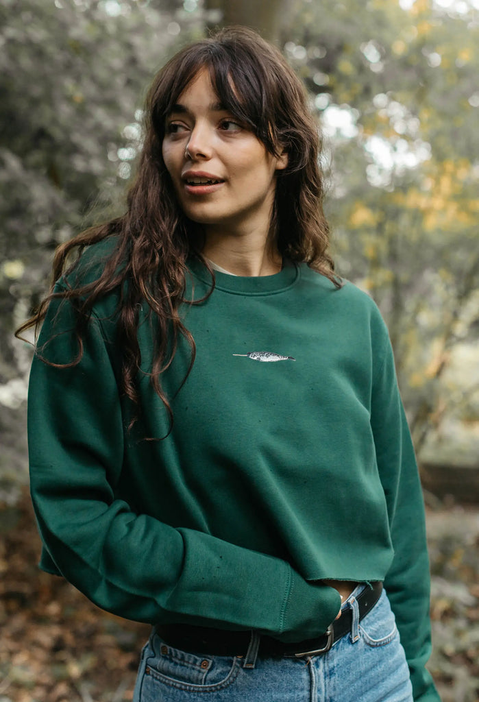 narwhal womens cropped sweatshirt Big Wild Thought