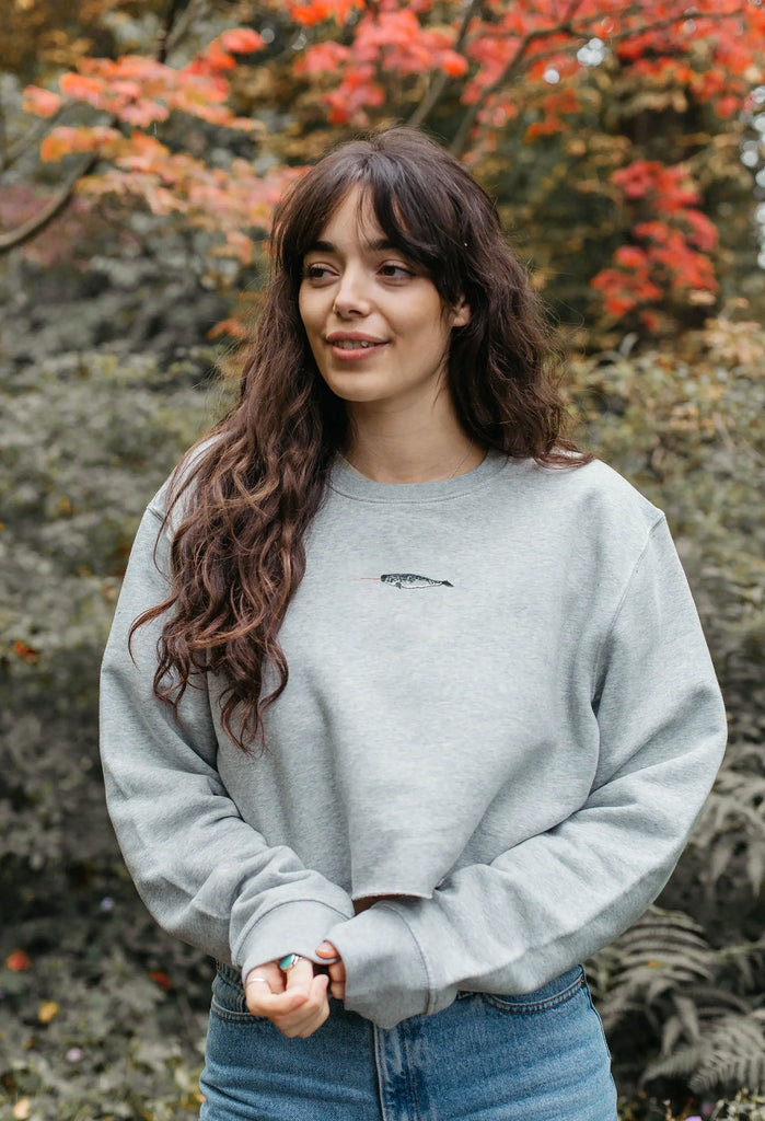 narwhal womens cropped sweatshirt Big Wild Thought